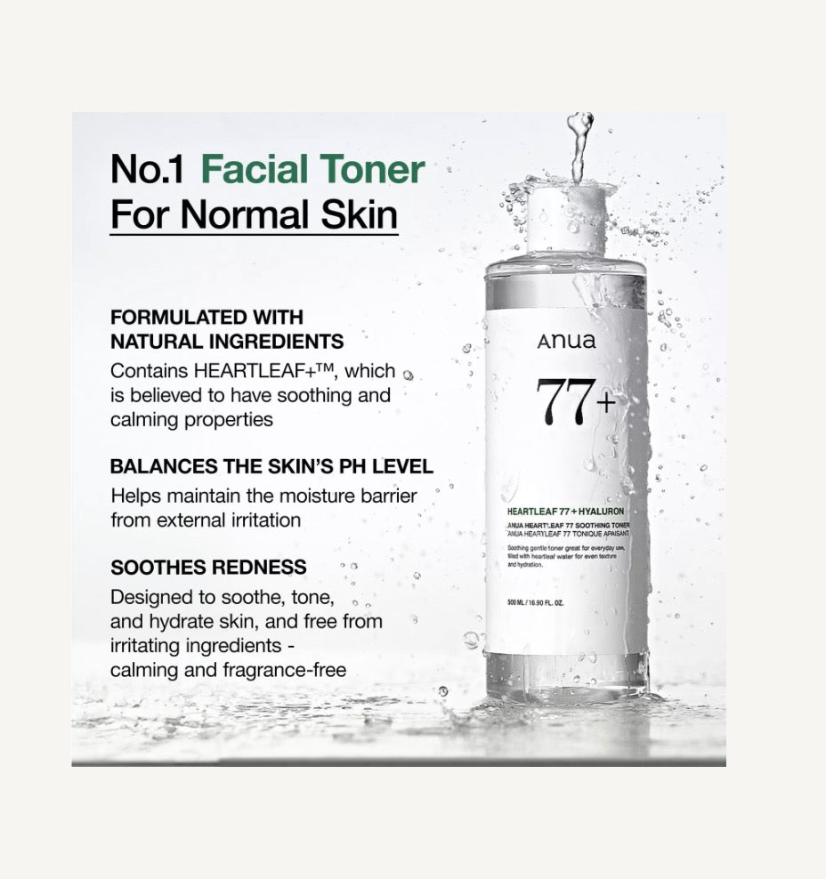 Anua Heartleaf 77% Soothing Toner bottle, side view