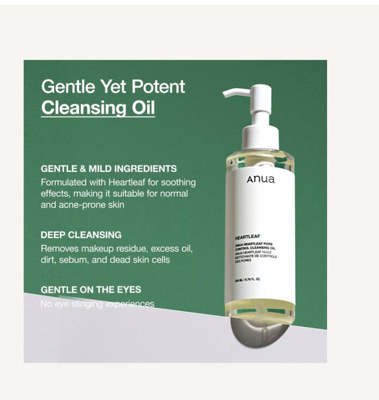 Anua Heartleaf Pore Control Cleansing Oil bottle, close up