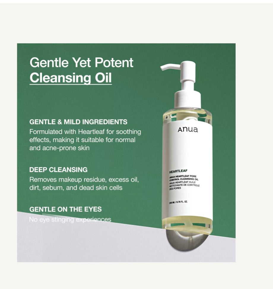 Anua Heartleaf Pore Control Cleansing Oil bottle, close up